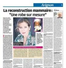 Article de la presse ecrite sur Isabelle serfati la reconstruction mammaire est une robe sur mesure institut du sein paris